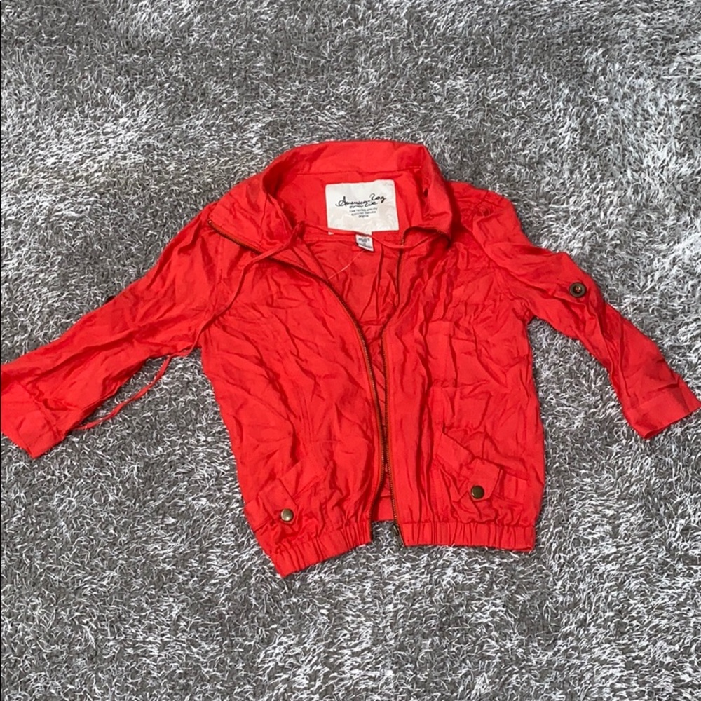 American Rag Orange Cropped Zip Up Light Cargo Jacket NWOT